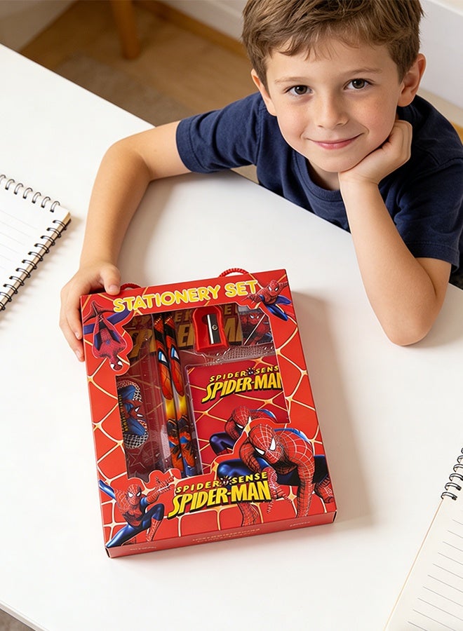 MARVEL Spider Man Themed Student Stationery Set, School Supplies Gift Box for Primary School Students, Includes Pencils/Erasers/Pencil Sharpeners/Ruler/Notebook, Perfect Back to School & Birthday Gift - Image 4